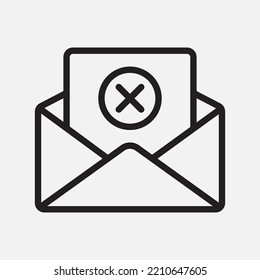 Delete icon in line style about email, use for website mobile app presentation