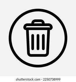 Borrar icono en el estilo de línea sobre elementos esenciales, usar para presentación de aplicaciones móviles del sitio web
