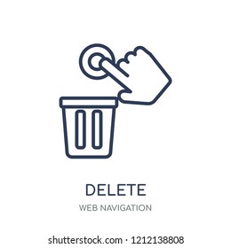 Delete icon. Delete linear symbol design from Web navigation collection. Simple outline element vector illustration on white background.