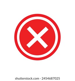 Delete icon - no sign, close symbol vector, cancel, wrong and reject illustration