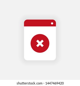 Delete icon, no sign. Error document. close symbol, cancel file, wrong and reject vector illustration.