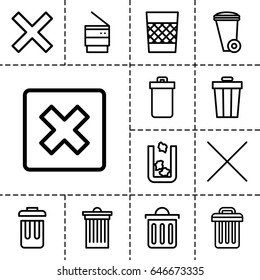 Delete icon. set of 13 outline deleteicons such as trash bin, cancel, delete trash bin
