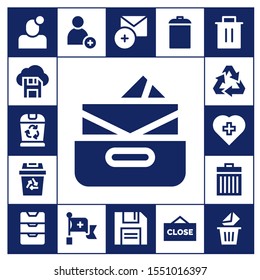 delete icon set. 17 filled delete icons.  Simple modern icons about  - Notification, Diskette, Trash, Inbox, Recycling, Red cross, Add, Garbage, Close, Removed