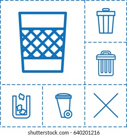 Delete icon. set of 6 delete outline icons such as trash bin