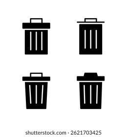 Delete icon set. Garbage icon. Trash bin icon.