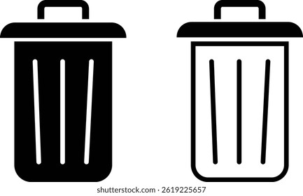 Conjunto de iconos de Borrar. icono de papelera de reciclaje. signo de basura. Cesta o quitar símbolo. icono de papelera de reciclaje