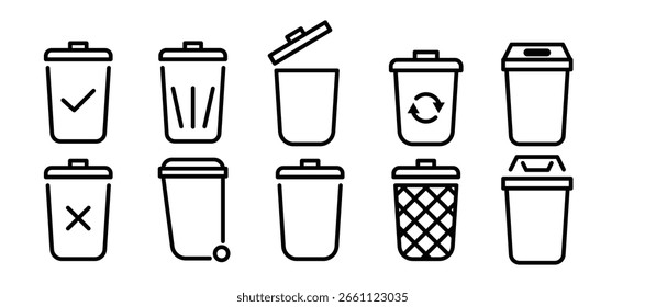 Delete icon set. recycle bin icon. vector trash can icon set eps10.
