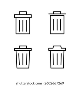 Delete icon set. Trash bin icon set. Trash bin icon.