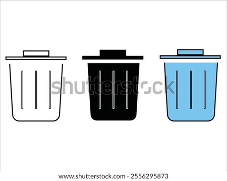 delete icon set. trash bin icon set. trash can icons. delete button set. dustbin and garbage box icons. delete icon for app, ui and website. recycle bin. vector illustration on white background
