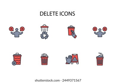 Delete icon set.vector.Editable stroke.linear style sign for use web design,logo.Symbol illustration.
