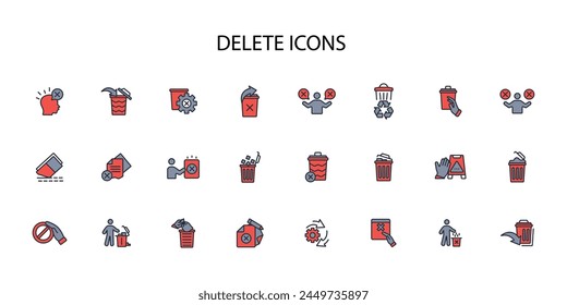 Conjunto de iconos del Borrar.Vector.Trazo editable.signo de estilo lineal para el uso de Diseño web,logo.Ilustración de símbolo.