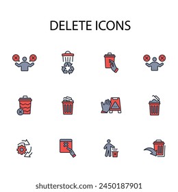 Delete icon set.vector.Editable stroke.linear style sign for use web design,logo.Symbol illustration.