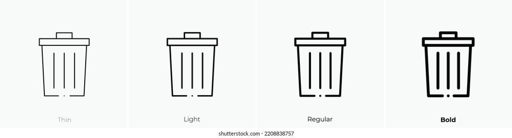 delete icon. Thin, Light Regular And Bold style design isolated on white background