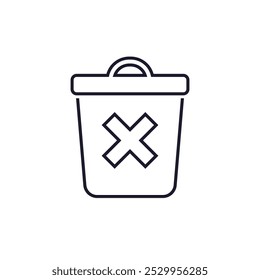 delete icon with a trash bin, line vector design