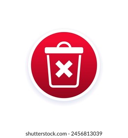 delete icon with trash bin, vector