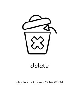 delete icon. Trendy modern flat linear vector delete icon on white background from thin line collection, outline vector illustration