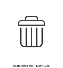 Delete icon, vector garbage trash can bin sign isolated on white, line, outline thin flat design for website.