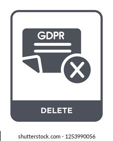 delete icon vector on white background, delete trendy filled icons from Gdpr collection, delete simple element illustration