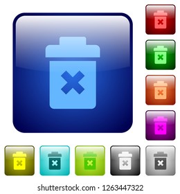 Delete icons in rounded square color glossy button set