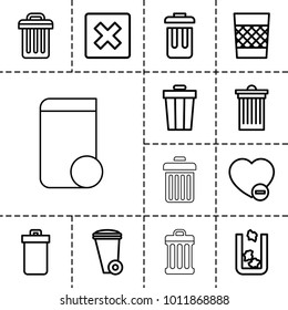 Delete icons. set of 13 editable outline delete icons such as trash bin, cancel, minus favorite
