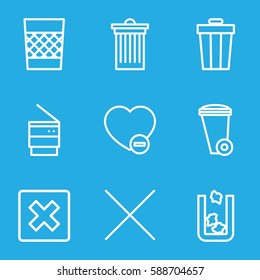 delete icons set. Set of 9 delete outline icons such as trash bin, minus favorite