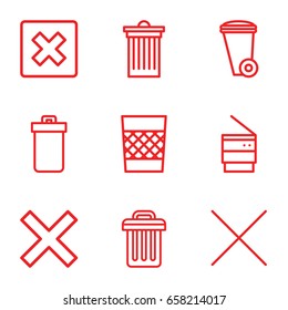 Delete icons set. set of 9 delete outline icons such as trash bin