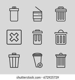 Delete icons set. set of 9 delete outline icons such as trash bin, delete trash bin, bin