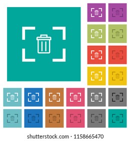 Delete image from camera multi colored flat icons on plain square backgrounds. Included white and darker icon variations for hover or active effects.