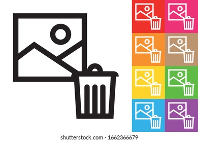 Delete Image File. Line Icon With Different Color Background.