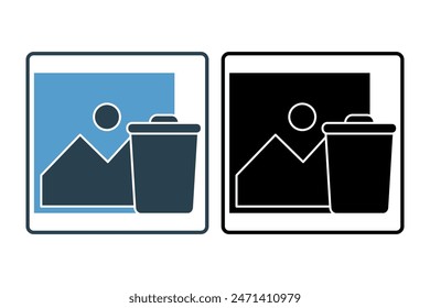 delete image icon. icon related to edit tool. suitable for web site, app, user interfaces, printable etc. solid icon style. simple vector design editable