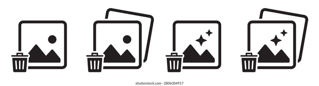 Delete image picture set icon illustration