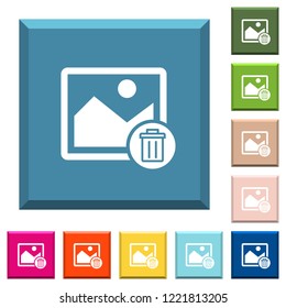 Delete image white icons on edged square buttons in various trendy colors
