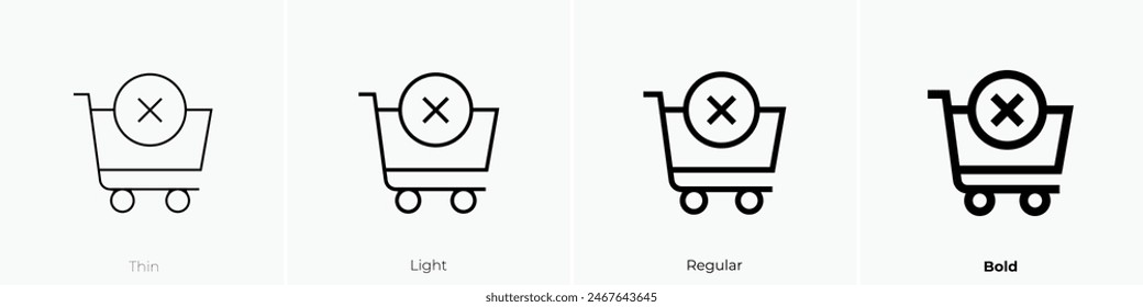 delete item icon. Thin, Light Regular And Bold style design isolated on white background