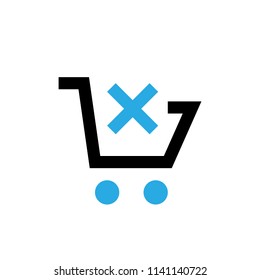 Delete item of shopping cart vector icon. Pictogram from set Smartphone Essentials. Isolated on white background