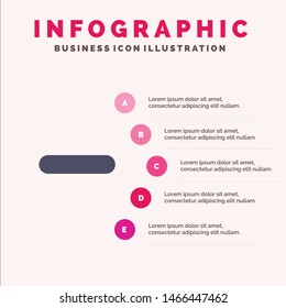 Delete, Less, Minus, Remove Solid Icon Infographics 5 Steps Presentation Background. Vector Icon Template background