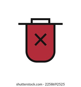 Delete line icon isolated on white background. Black flat thin icon on modern outline style. Linear symbol and editable stroke. Simple and pixel perfect stroke vector illustration.