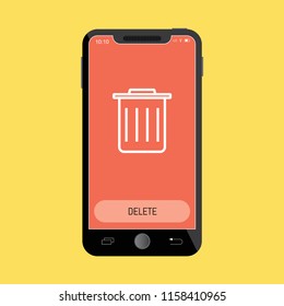 Delete Line Icon on Mobile Screen.