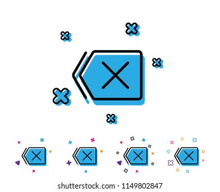 Delete line icon. Remove sign. Cancel or Close symbol. Line icon with geometric elements. Bright colourful design. Vector