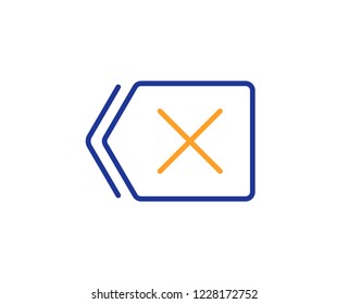 Delete line icon. Remove sign. Cancel or Close symbol. Colorful outline concept. Blue and orange thin line color icon. Remove Vector