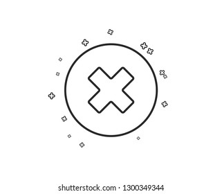 Delete line icon. Remove sign. Cancel or Close symbol. Geometric shapes. Random cross elements. Linear Close button icon design. Vector
