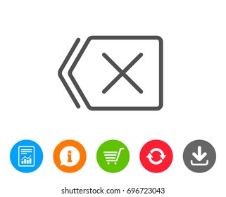 Delete line icon. Remove sign. Cancel or Close symbol. Report, Information and Refresh line signs. Shopping cart and Download icons. Editable stroke. Vector