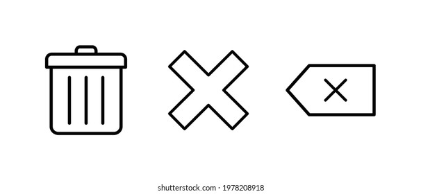  Delete line icon set vector for web