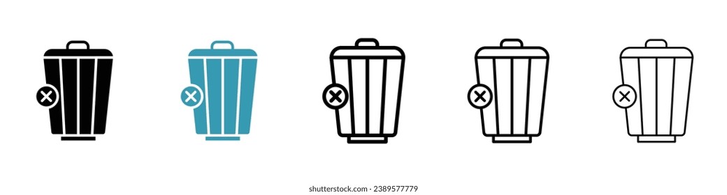 Delete line icon set. Waste trash bin symbol. Garbage wastebasket sign. Uninstall button for UI designs.