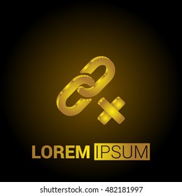 Delete Link 3D Golden Metallic Premium Royal Corporate Logo / Icon