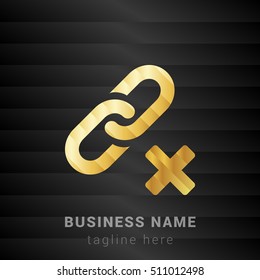 Delete Link Gold and Black silk fashion premium icon / Logo