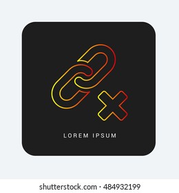 Delete Link Red & Orange gradient attractive line thin icon / logo design