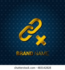 Delete Link Royal Golden & Blue Metallic Premium Corporate Logo / Icon