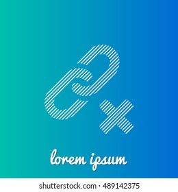 Delete Link White stroke fill with blue and green gradient background Icon / Logo Design