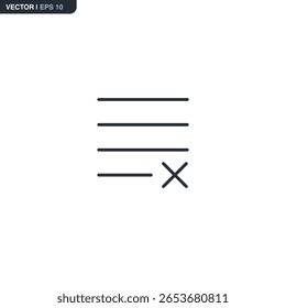 Delete list, linear style sign for mobile concept and web design. Symbol, logo illustration. Pixel perfect vector graphics