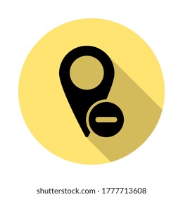 delete, location simple vector icon in long shadow style